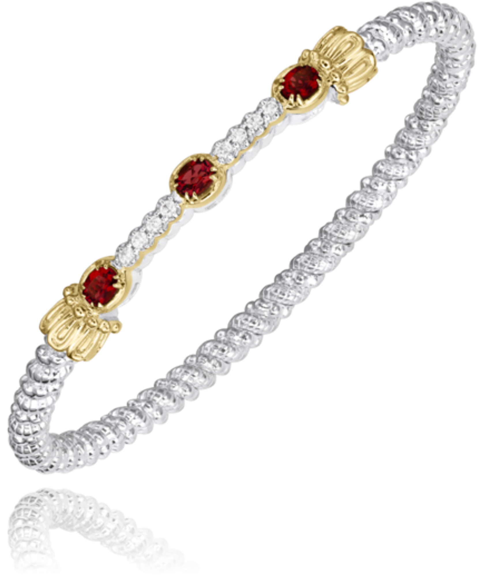 Alwand Vahan Sterling Silver Diamond & Garnet Gemstone Bar Bracelet - Vahan 3mm Alwand Vahan Sterling Silver Diamond & Garnet Gemstone Bar Bracelet - Vahan 3mm