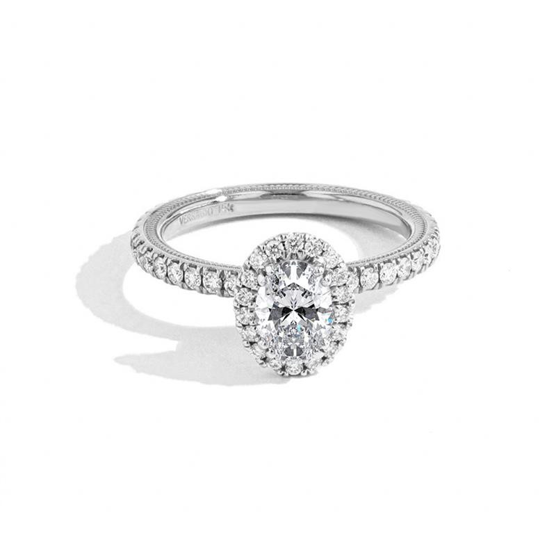 Verragio 14K White Gold Oval Halo Engagement Ring