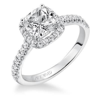 14kt White Gold Diamond Accented Halo Engagement Ring by ArtCarved