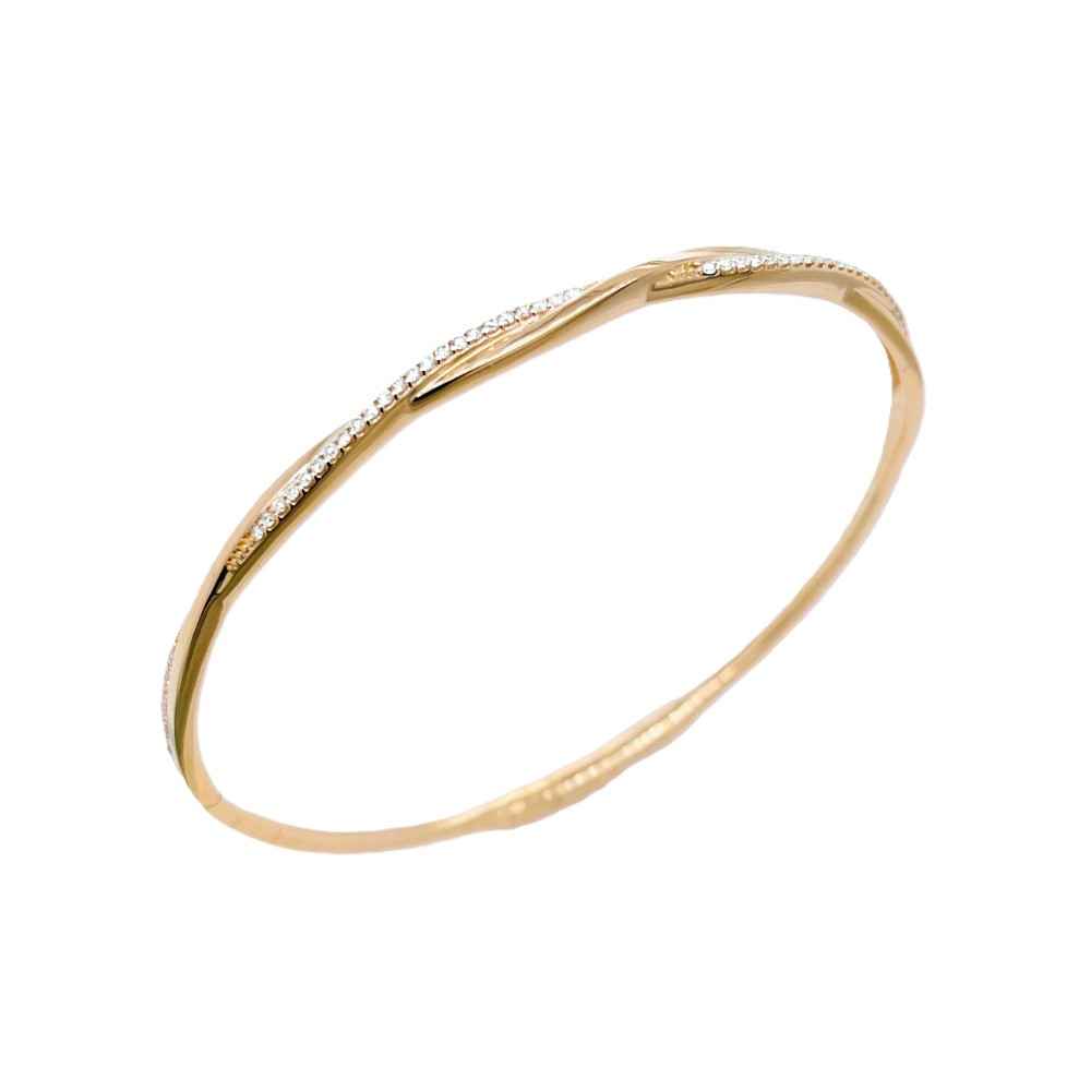 14K Yellow Gold .30ctw Diamond Twist Flex Bangle Bracelet