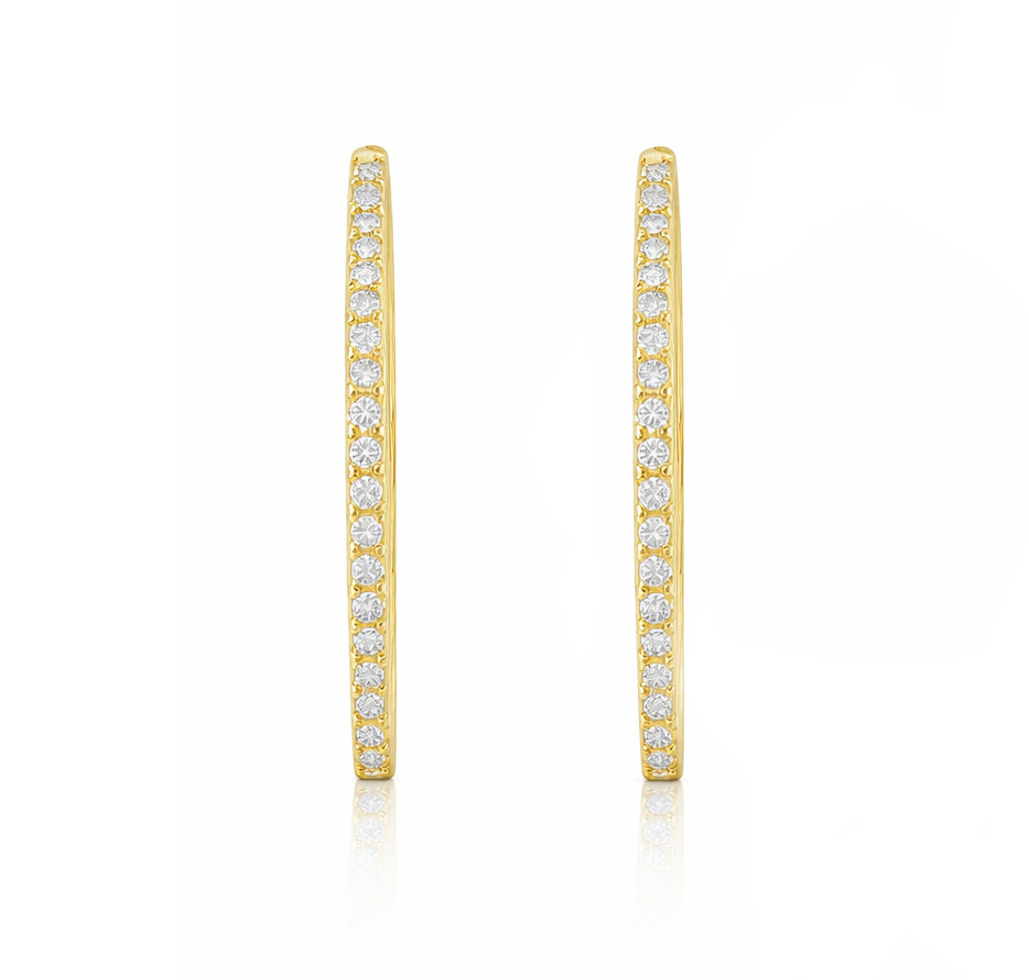 14K Yellow Gold Diamond Hoops .33ctw