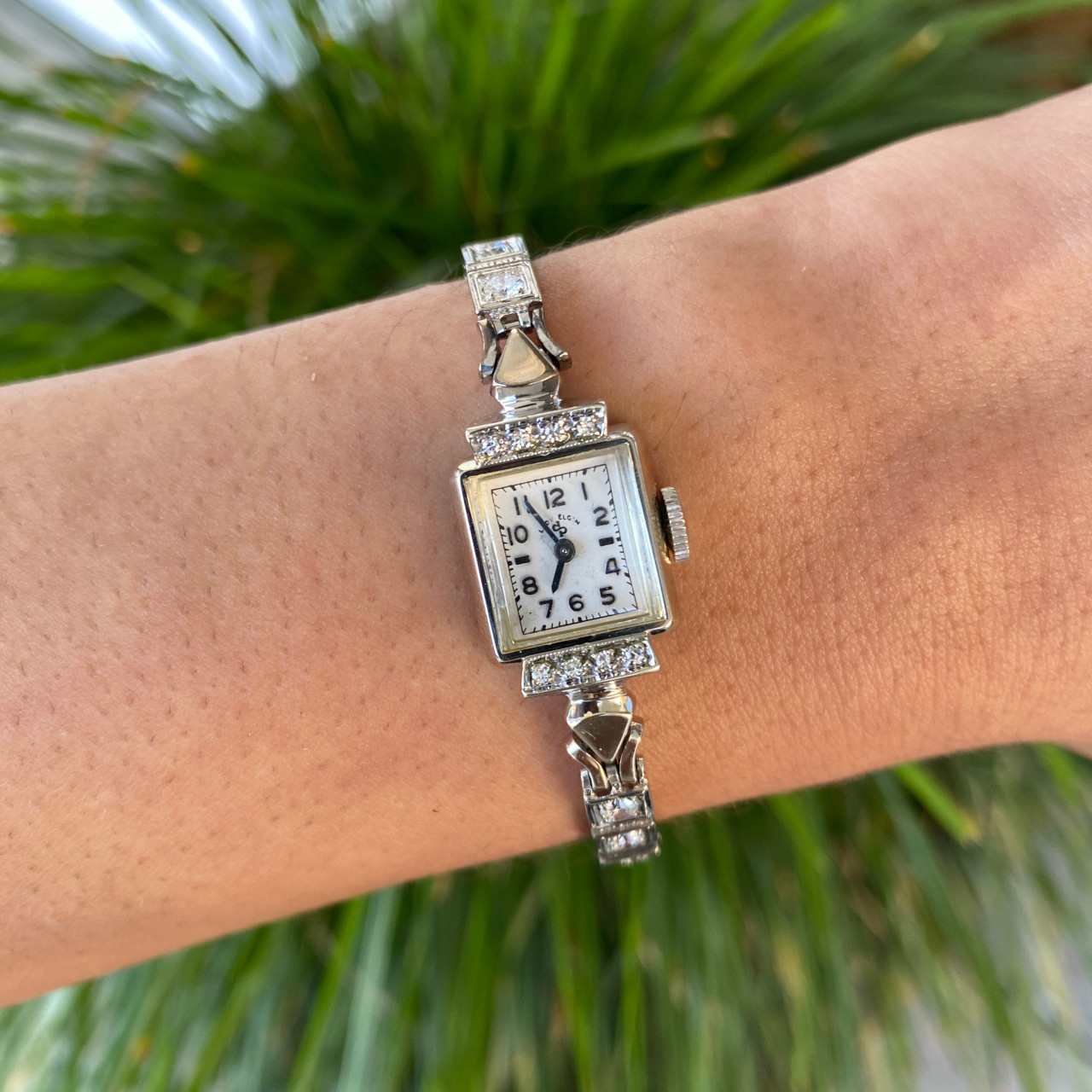 Vintage Lady Elgin 14K Gold and Diamond Watch