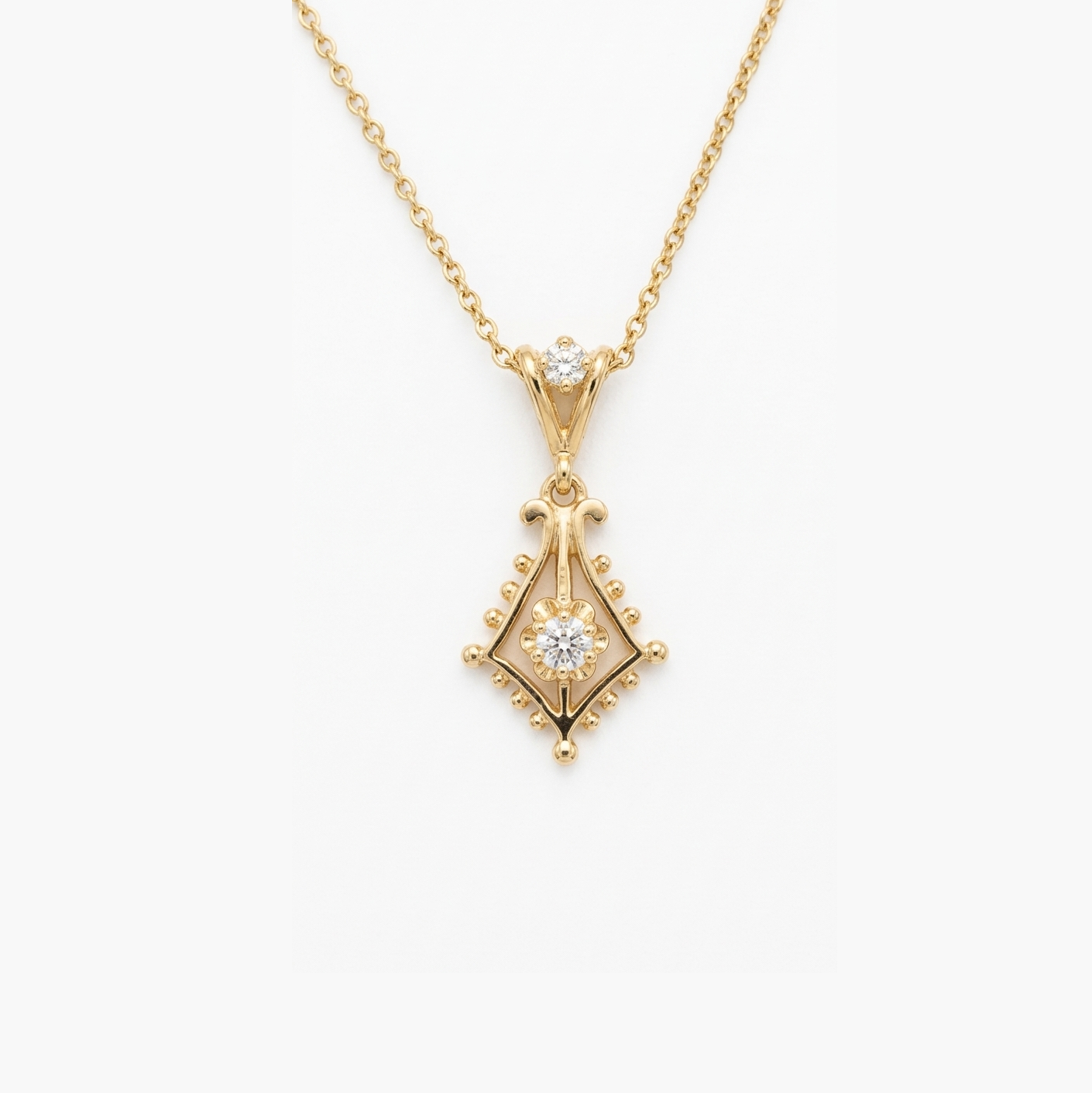 Vintage-Inspired 14K Gold & Diamond Lavalier Necklace