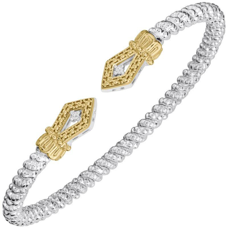 14K Gold and Sterling Silver Geometric Arrowhead Bangle