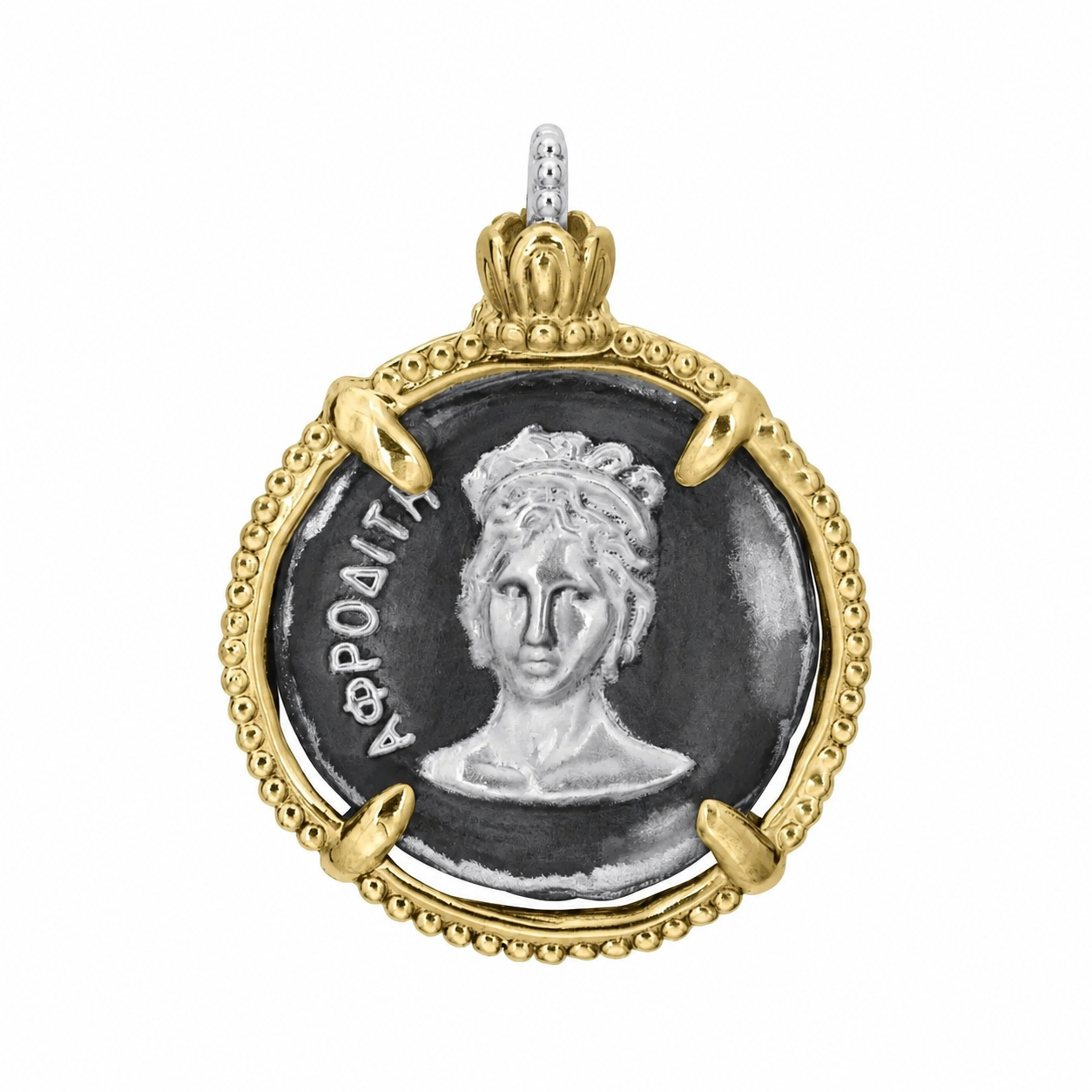 Alwand Vahan 14K Gold and Sterling Silver Aphrodite Medallion Coin Pendant