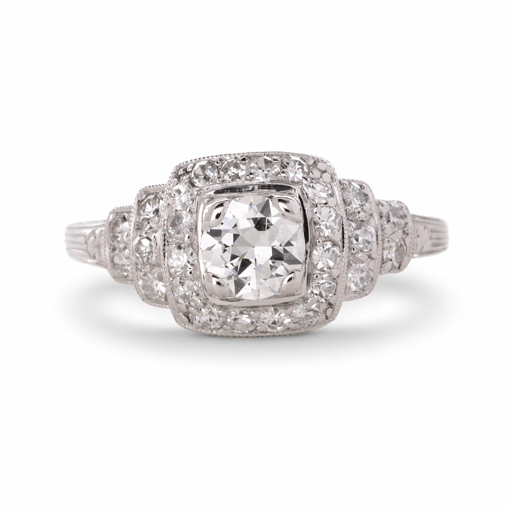 Vintage Platinum & Old European Cut Diamond Engagement Ring
