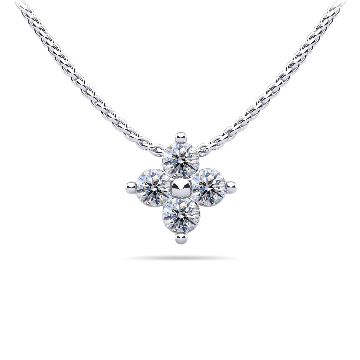 14K White Gold Diamond Quad Necklace