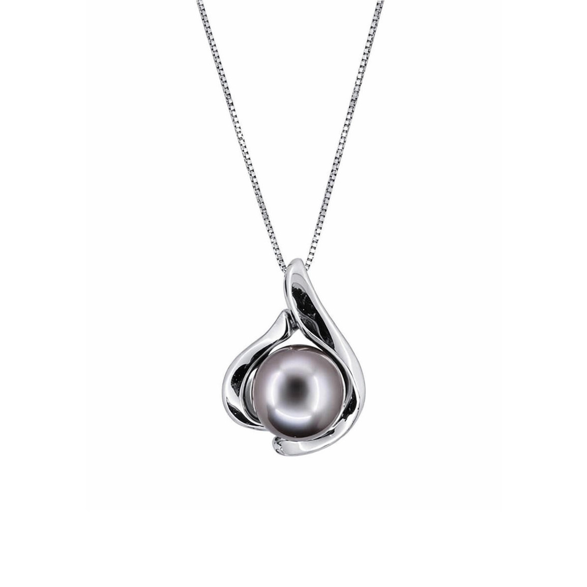 14K White Gold & Tahitian Pearl Necklace