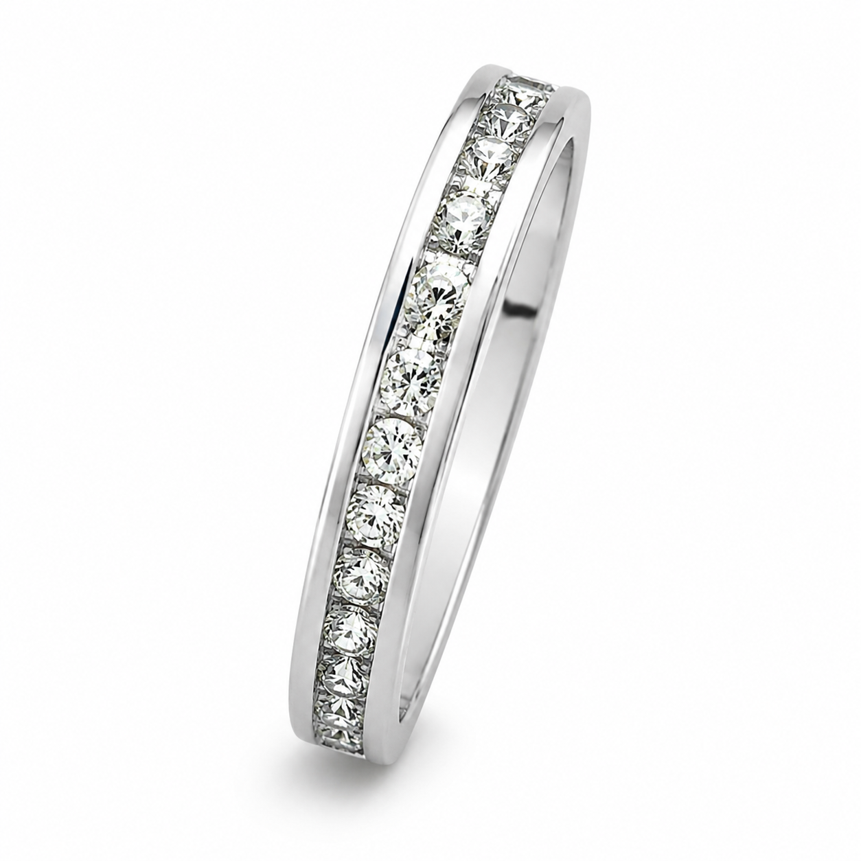 Vintage 8K White Gold & Diamond Eternity Band