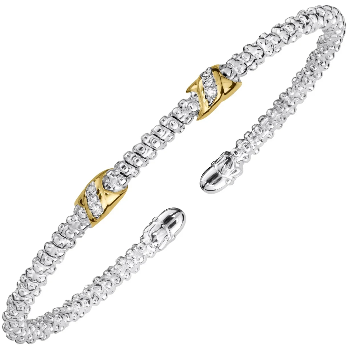 14k Gold & Sterling Silver Petite Diamond Cuff