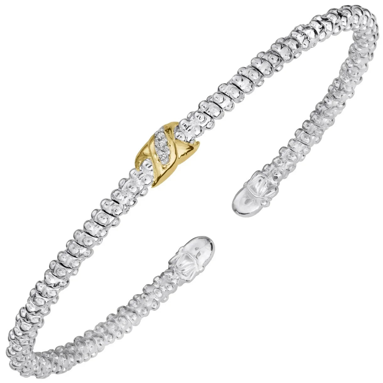 14k Gold & Sterling Silver Stackable Diamond Cuff