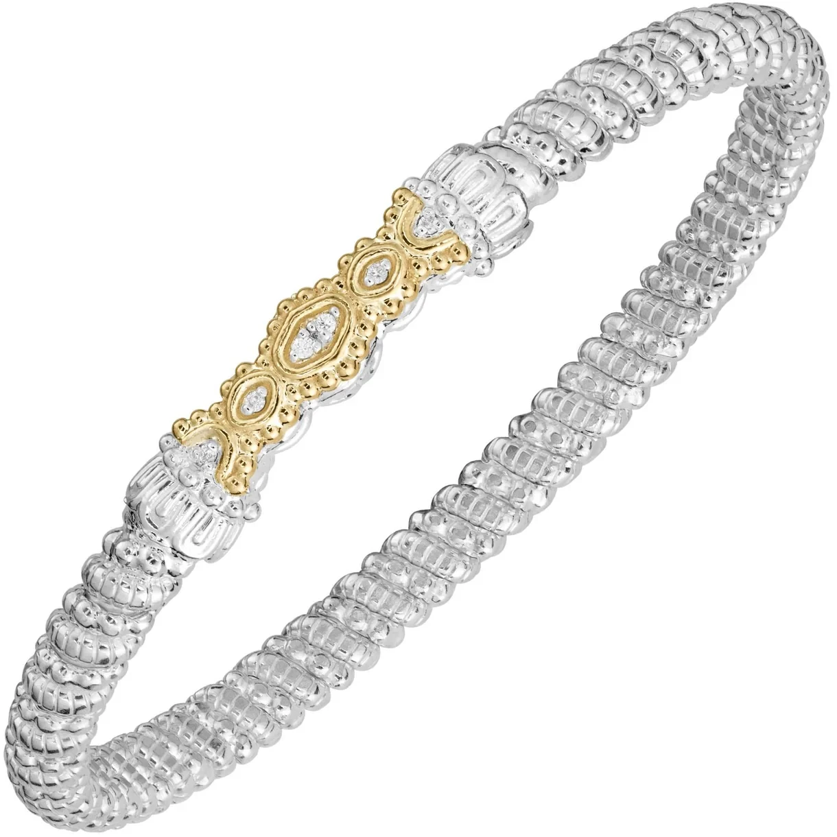 14k Gold & Sterling Silver Stackable Diamond Bangle