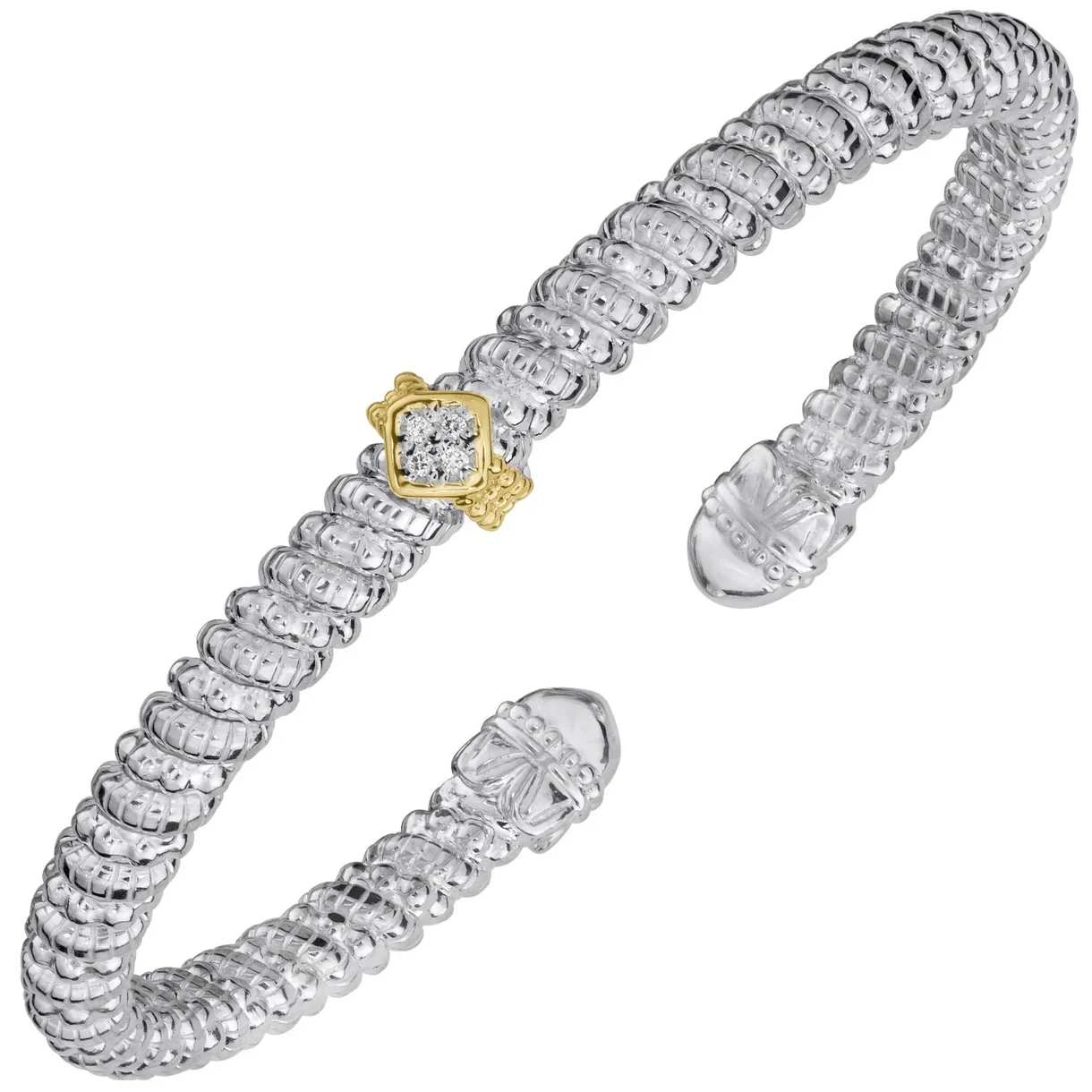 14k Gold & Sterling Silver Diamond Signature Station Cuff