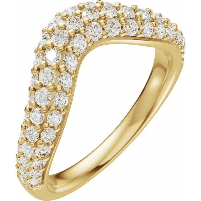 14K Yellow Gold .88ctw Lab Grown Pave Diamond Contour Band
