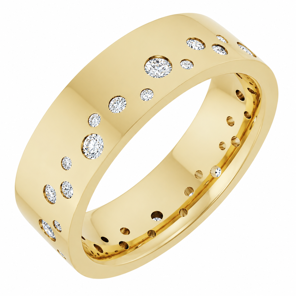 14K Yellow Gold .37ctw Lab-Grown Diamond Flat Gypsy-Set Band