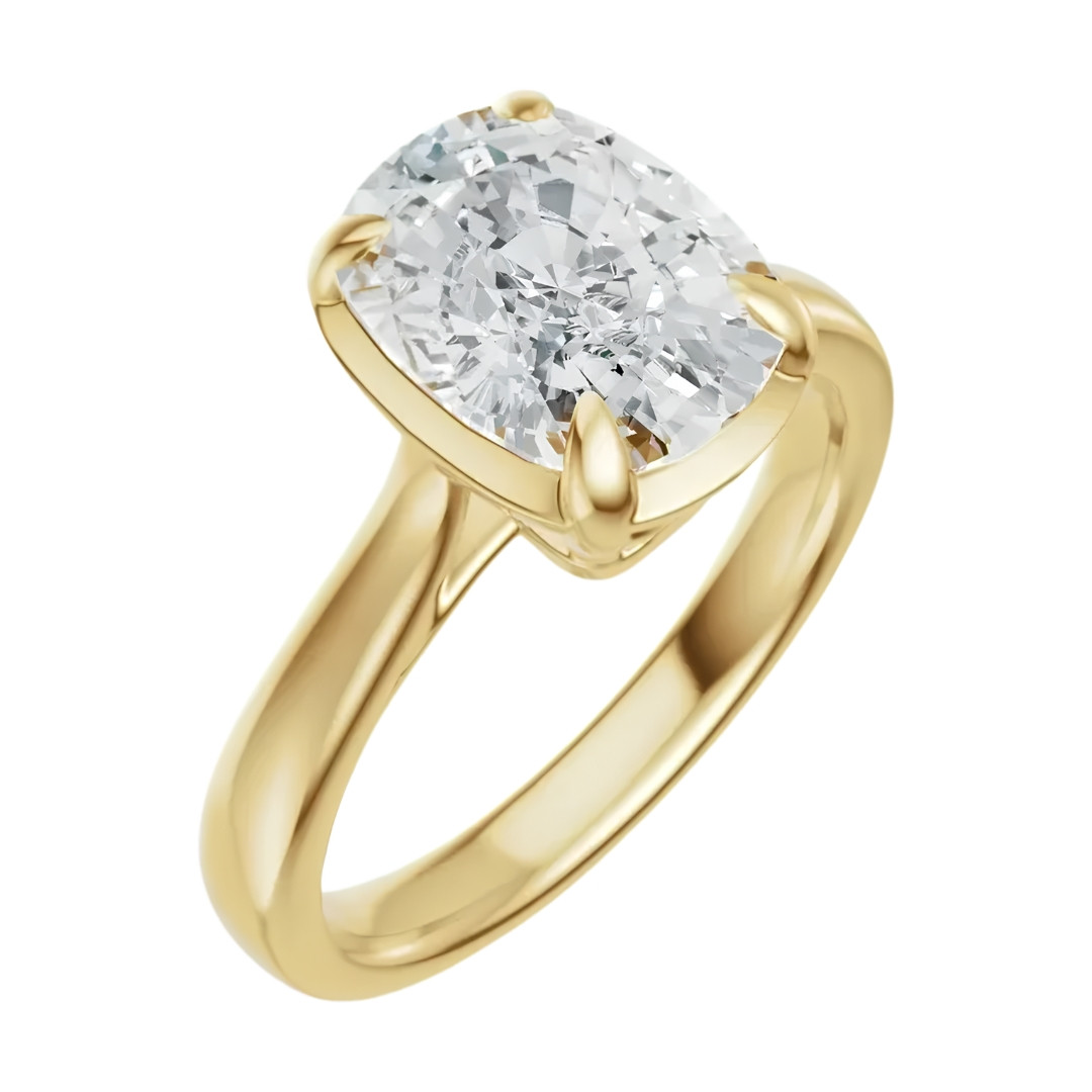14K Yellow Gold Elongated Cushion Engagement Ring