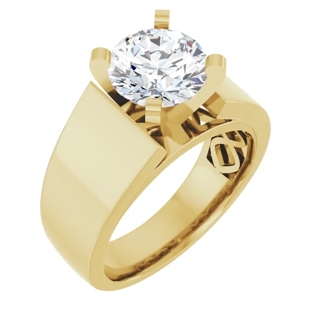 14K Yellow Gold Round Solitaire Engagement Ring