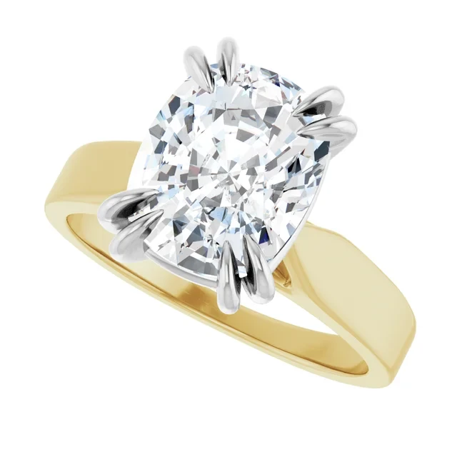 14K Yellow Gold Elongated Cushion Solitaire Engagement Ring