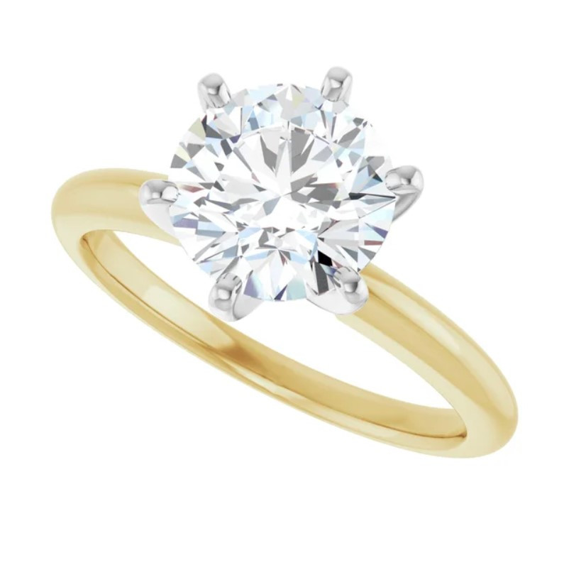 14K Yellow Gold Two-Toned 2.23ct Round Brilliant Diamond Solitaire Engagement Ring