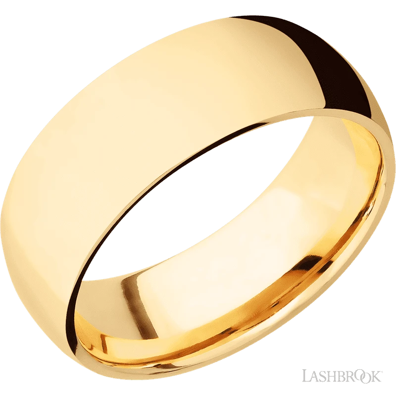 14K Yellow Gold with Polish Finish 8mm Band