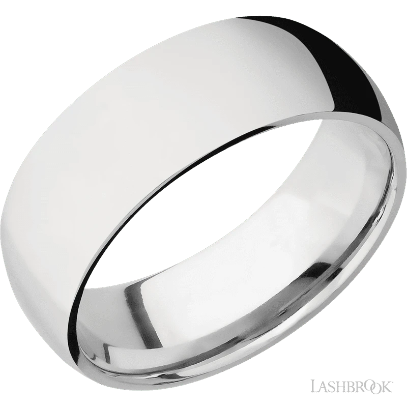 14K White Gold with Polish Finish 8mm Band