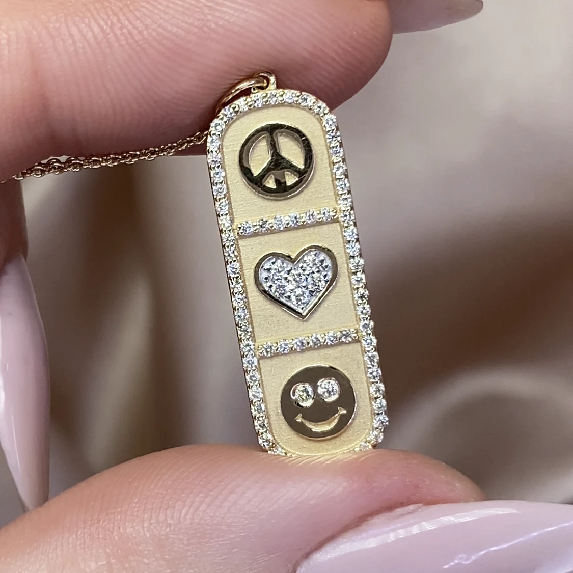 14K Yellow Gold Diamond Cartouche Icon Necklace by Sydney Evan