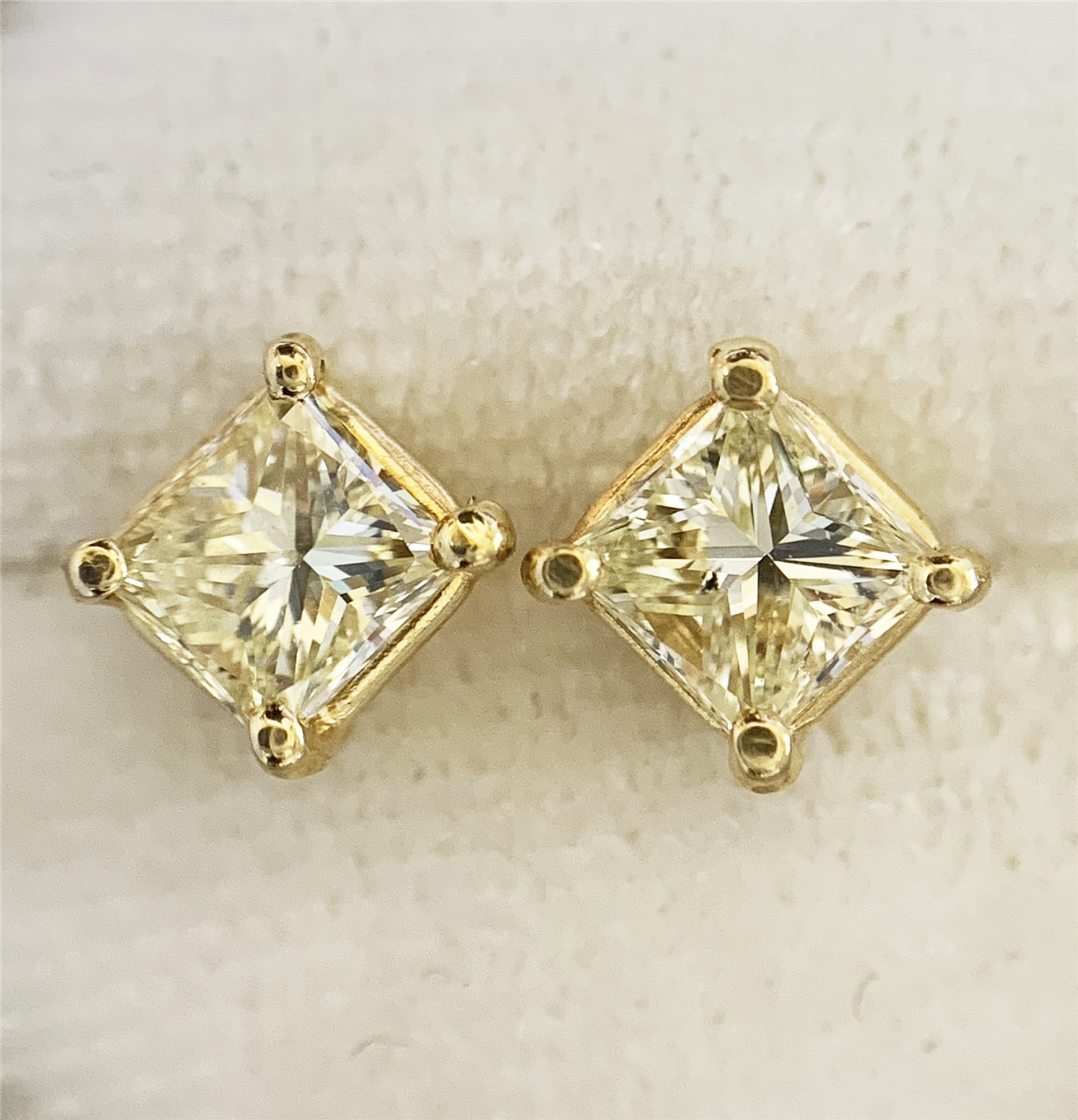 Canary Princess Cut CZ Studs Screwback – Jewelure