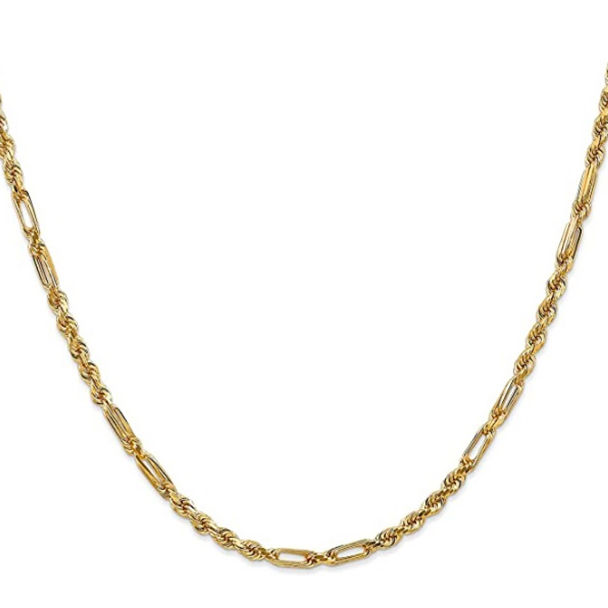 14K Gold Milano Rope Chain Necklace, 22 Long, 3.4mm