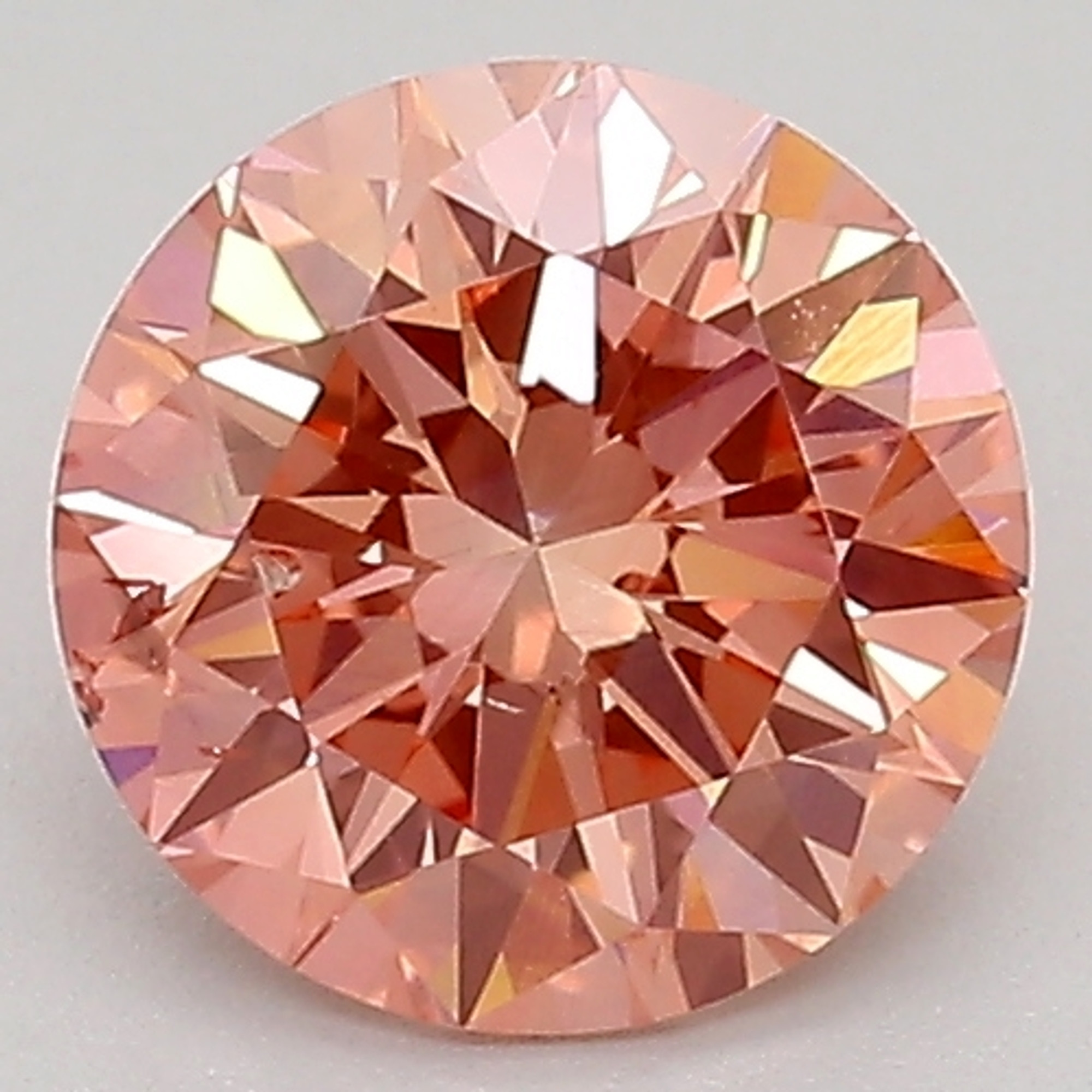 1.02ct Fancy Pinkish Orange Round Brilliant Lab Grown Diamond