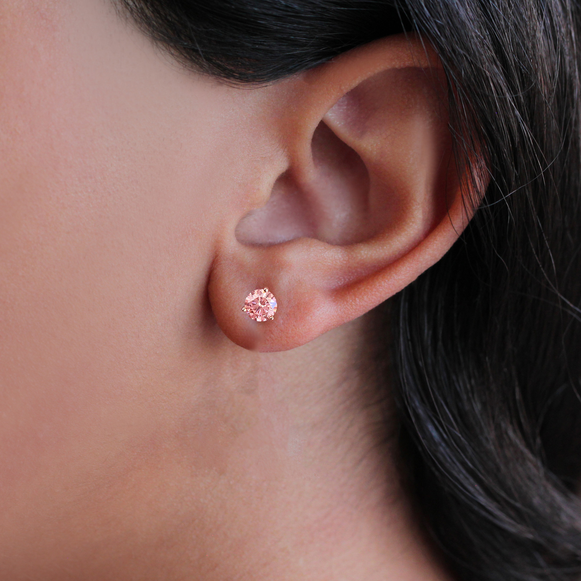 Gorgeous 1 ctw Lab Grown Pink Diamond Stud Earrings set in 14K Martini  Settings