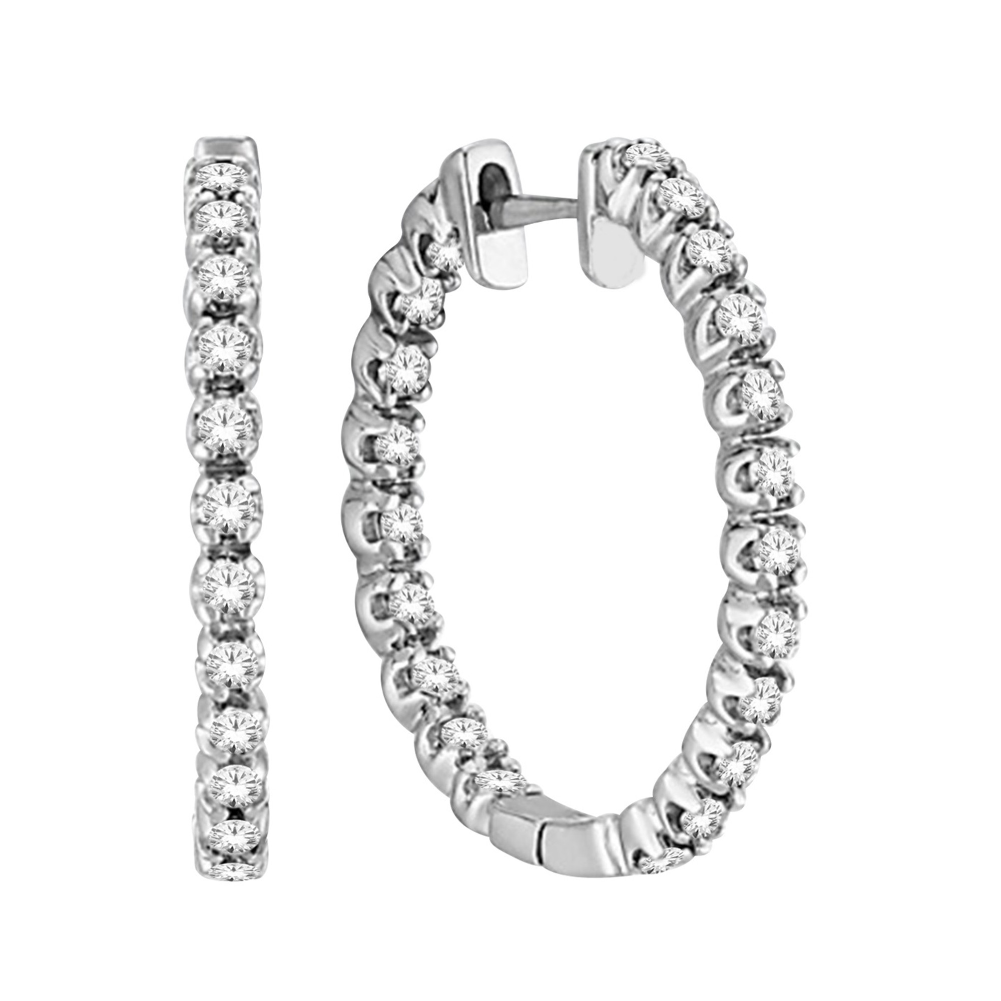 1ctw Diamond White Gold Hoops