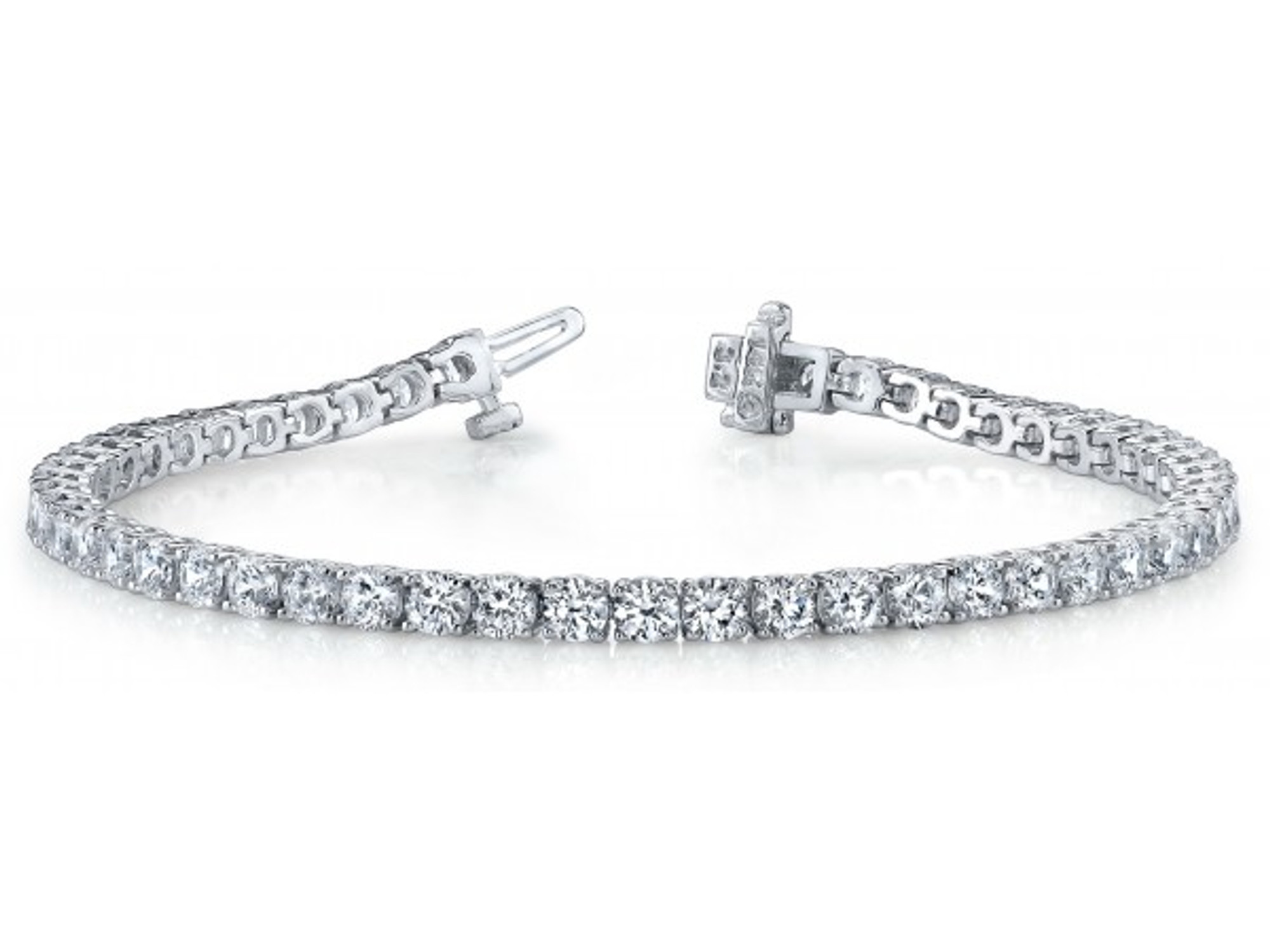 Eternity Three Row White Sapphire Platinum plated Silver Tennis Bracelet:Jian  London:Silver Bracelets