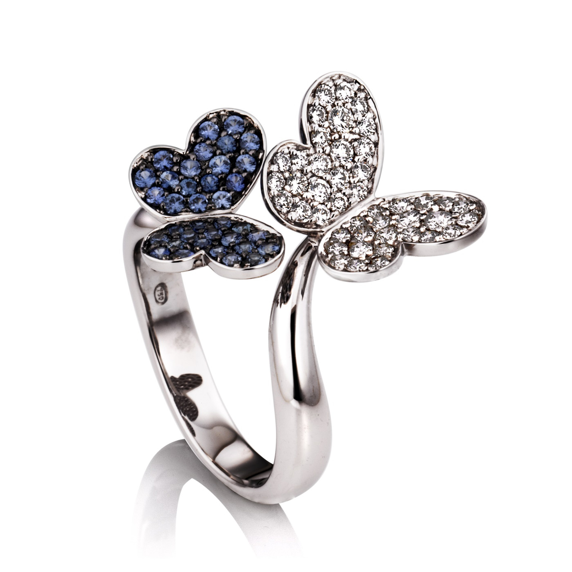 Gorgeous Butterfly Ring, 18K Gold, Sapphires and Diamonds, by Belloria