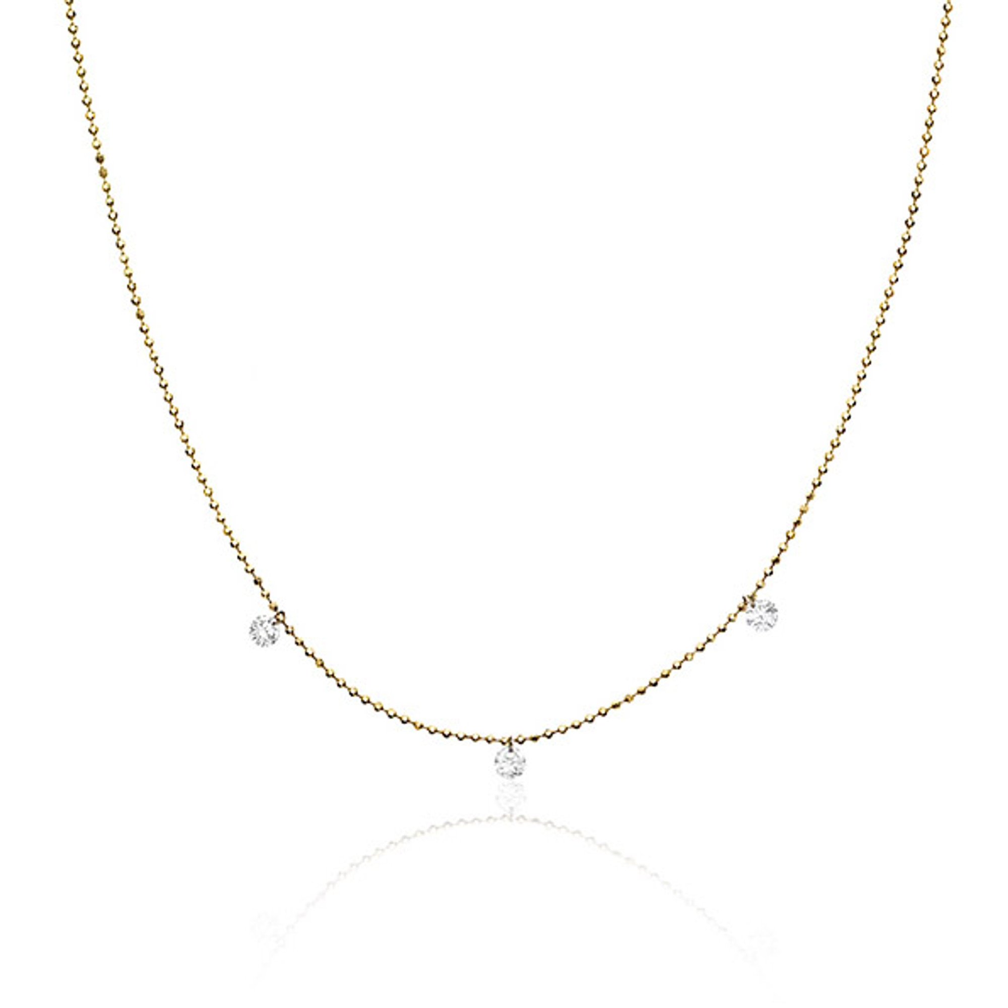 14K Yellow Gold Beaded Chain & .30ctw Pierced Diamond Necklace by Brevani 14K Yellow Gold Beaded Chain & .30ctw Pierced Diamond Necklace by Brevani
