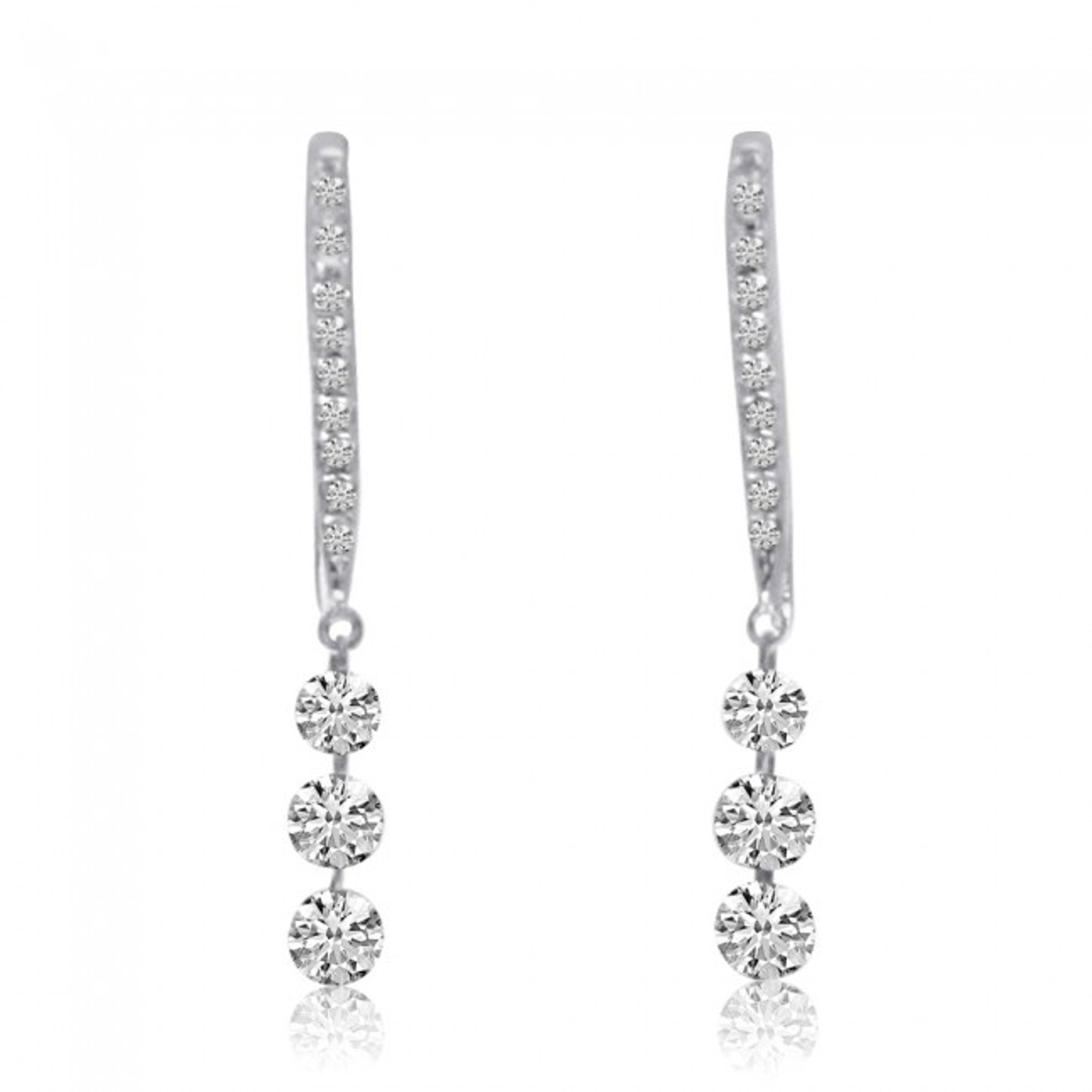 14k White Gold .55ctw Graduated Bare Diamond Drop Earrings by Brevani