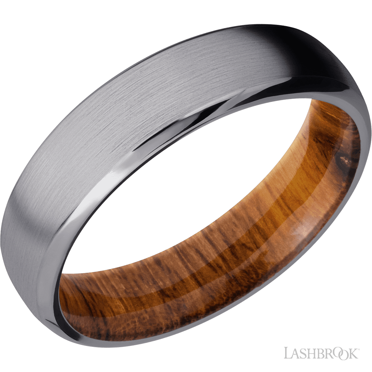 6mm Tantalum Wedding Band with Desert Iron Wood Sleeve by Lashbrook Designs