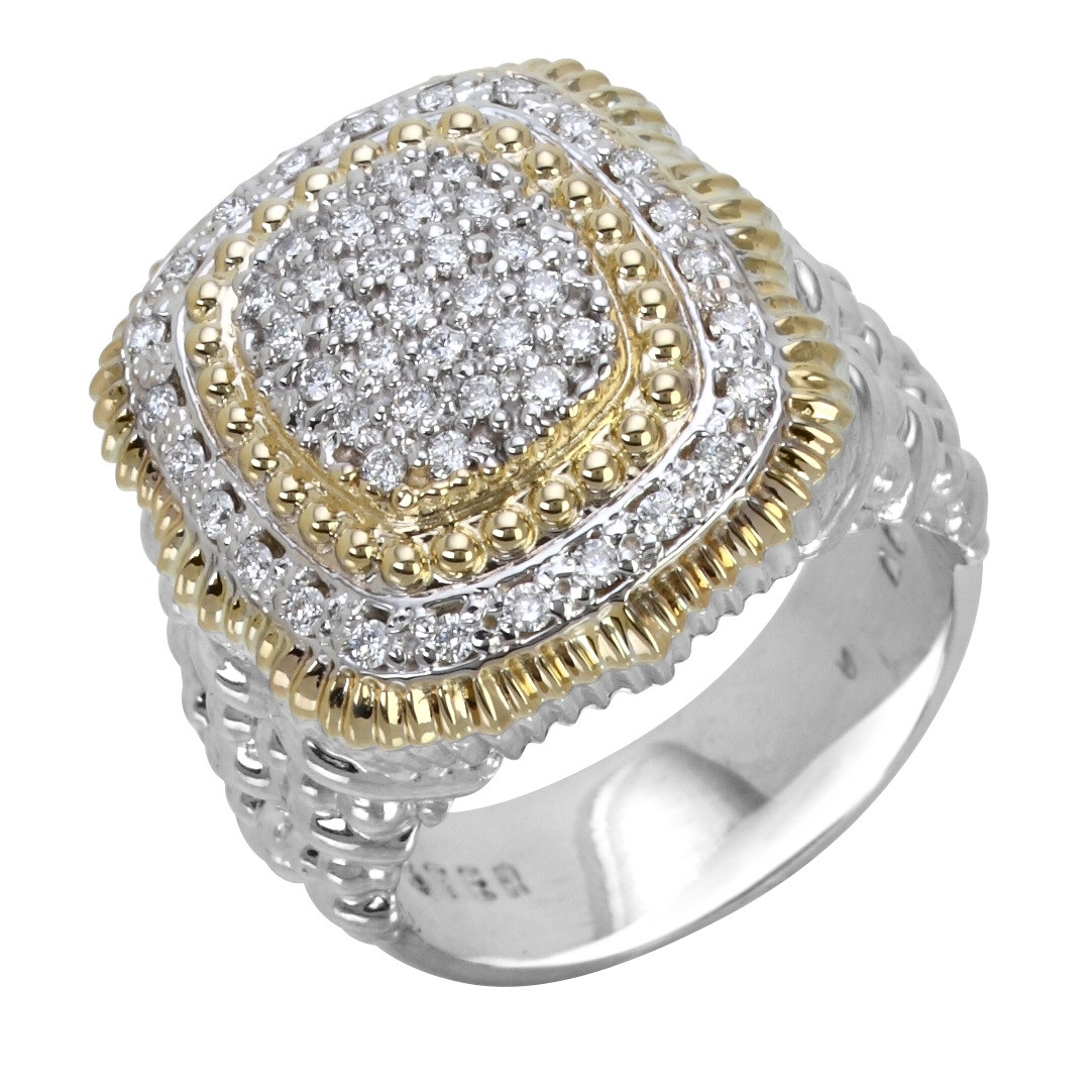 14k Yellow Gold, Sterling Silver & Diamond Ring by Alwand Vahan