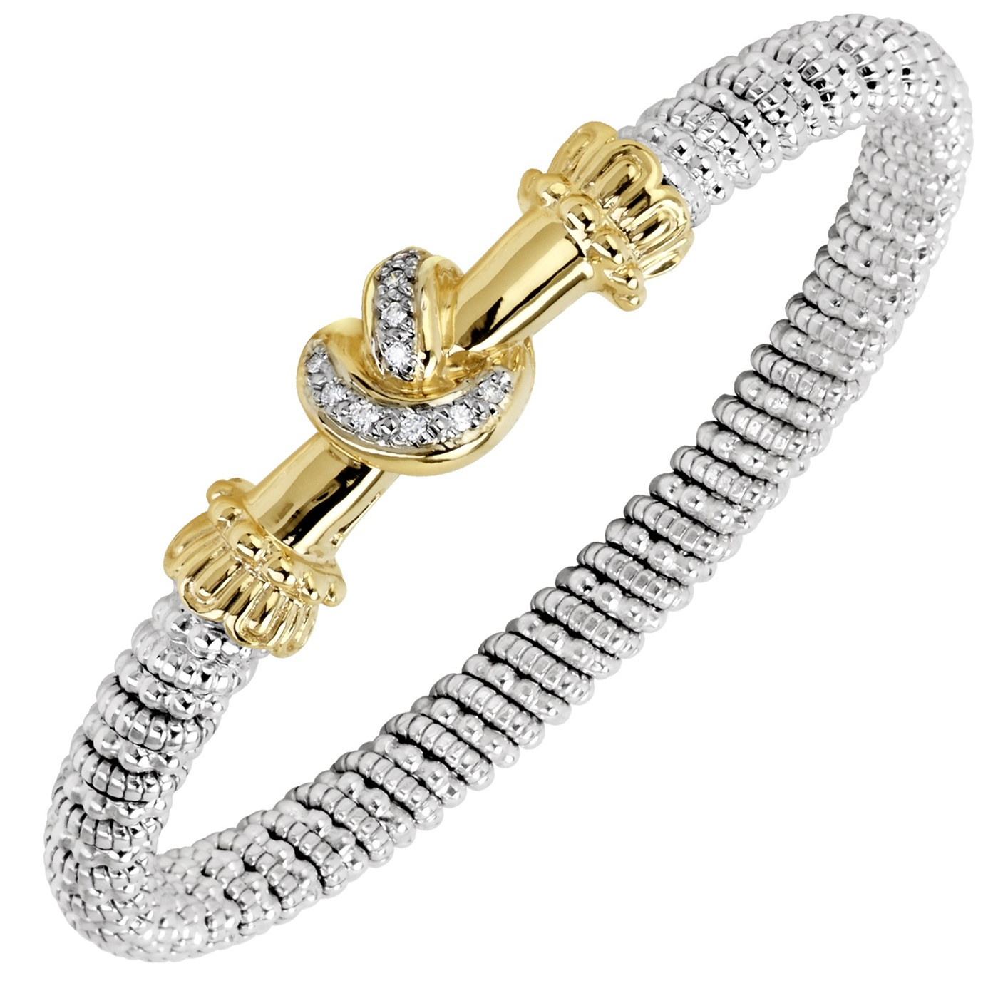 14k Yellow Gold, Sterling Silver Diamond Love Knot by Vahan - Vahan