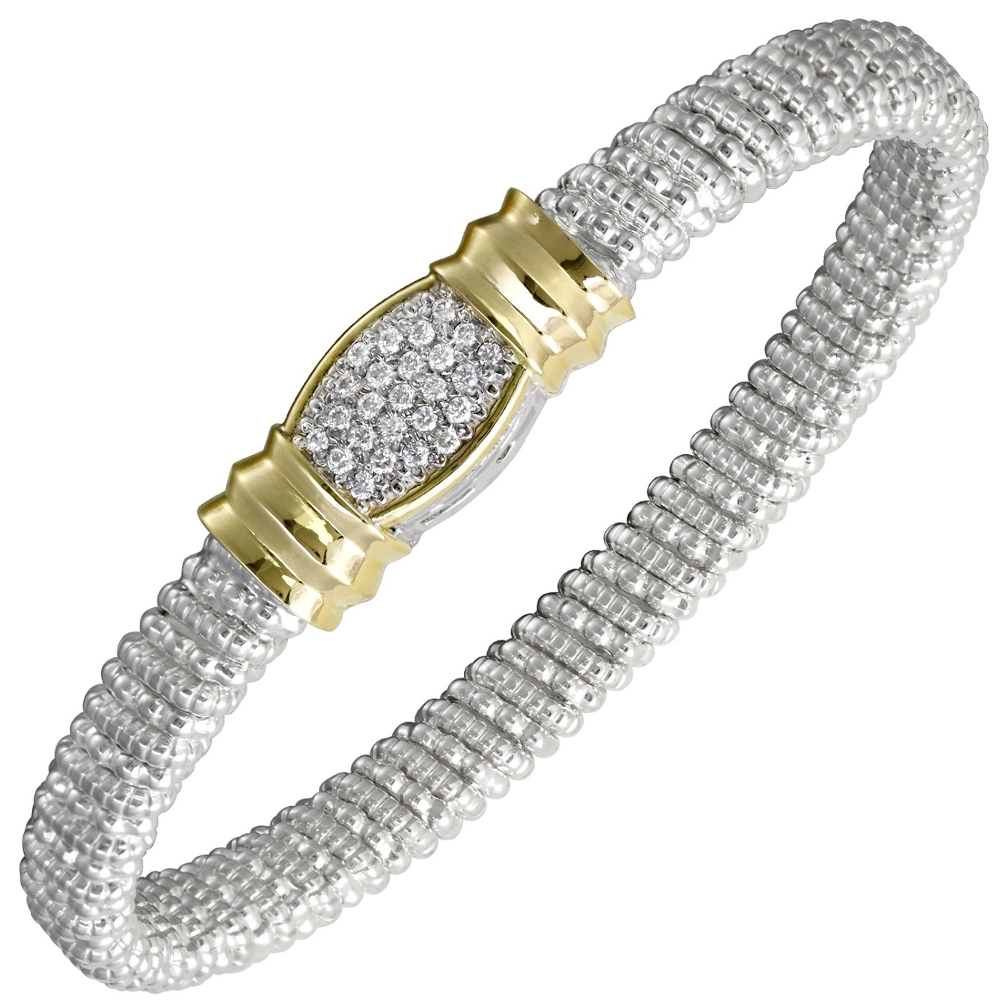 Sterling Silver, 14k Yellow Gold & Diamond Multi- Pave Bracelet by Alwand Vahan