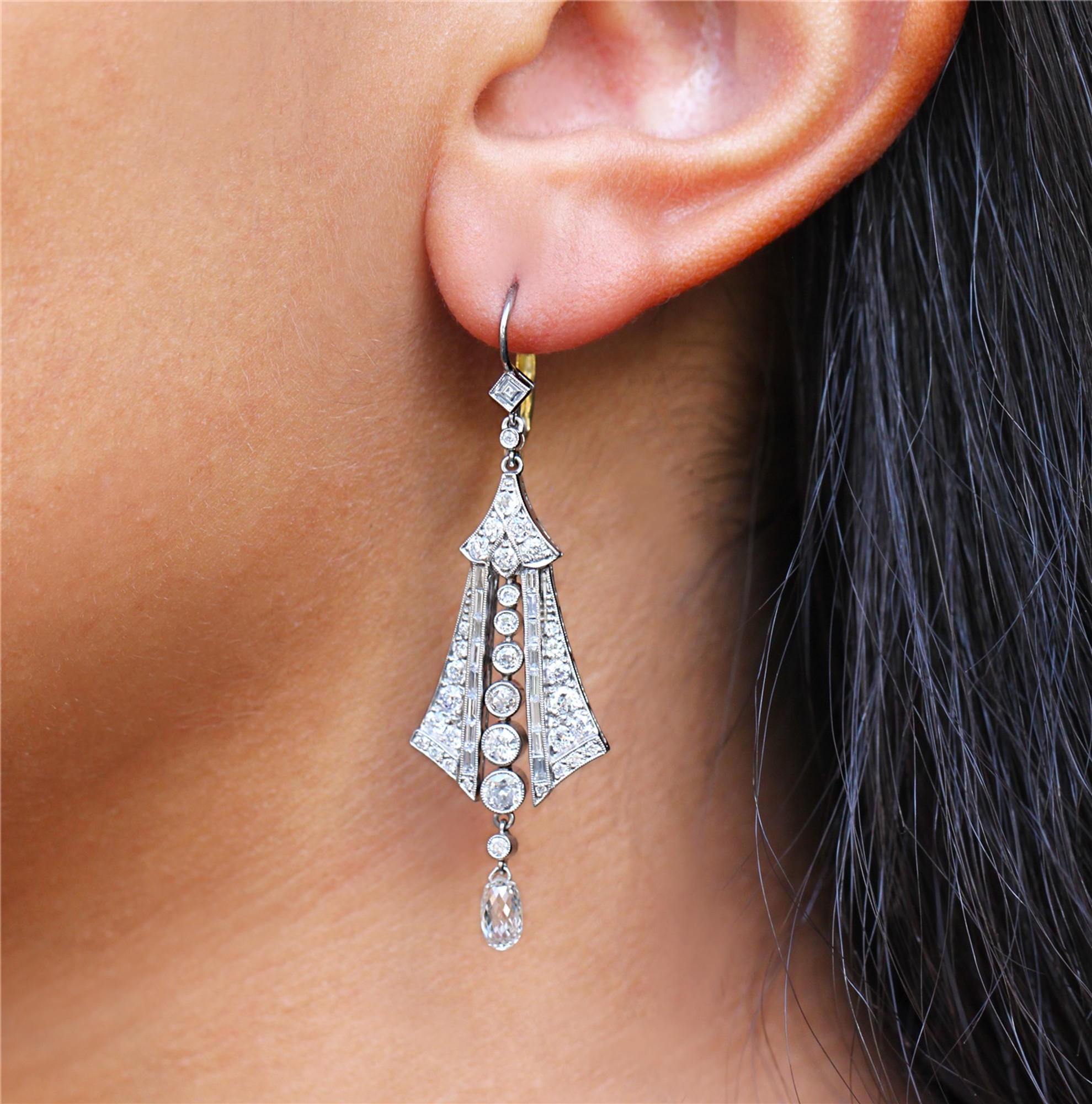 Buy Purple Rose Gold American Diamond Fancy Long Earrings Online From  Wholesale Salwar.