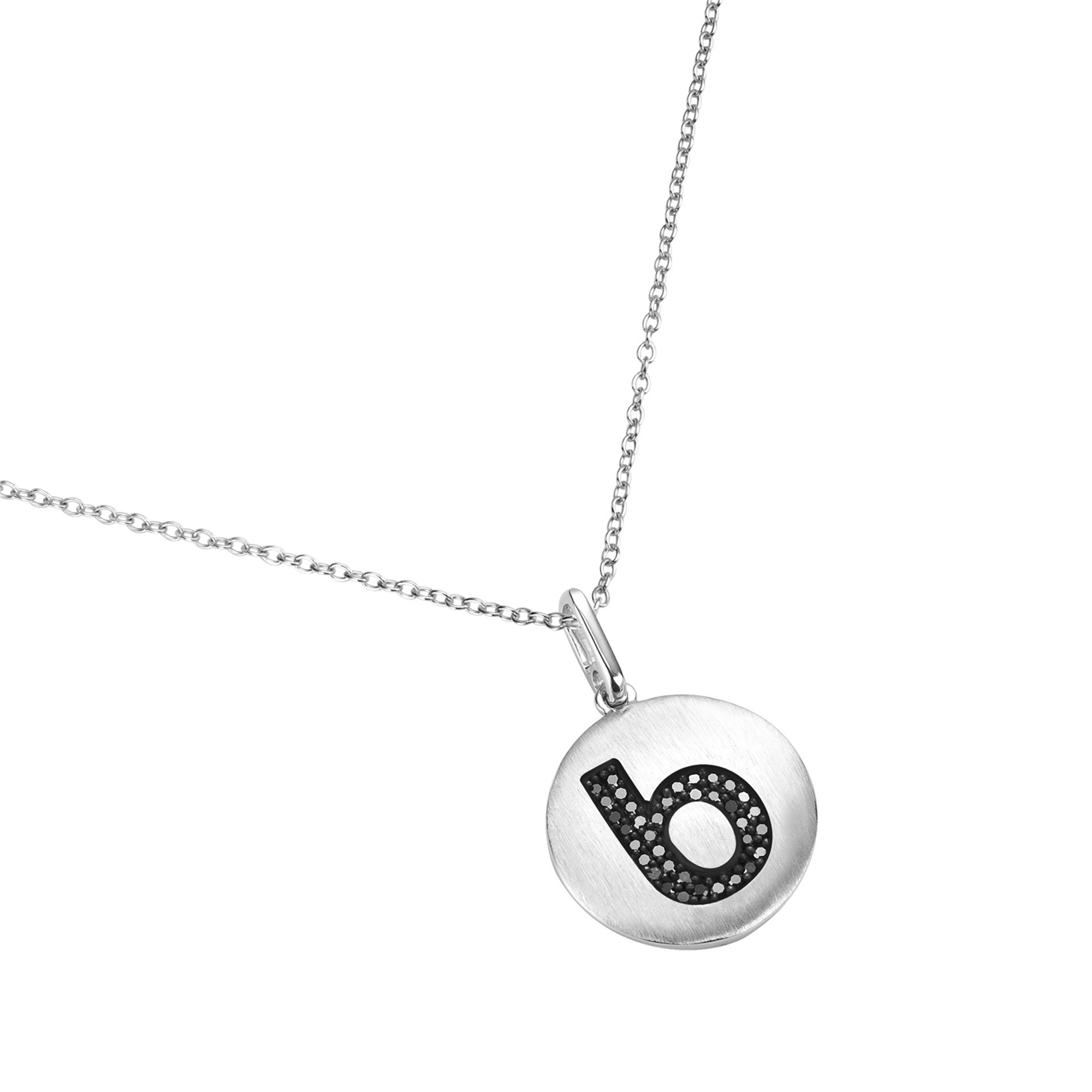 14K White Gold and Black Diamond Initial Pendant, B (on sale - last one  left!)