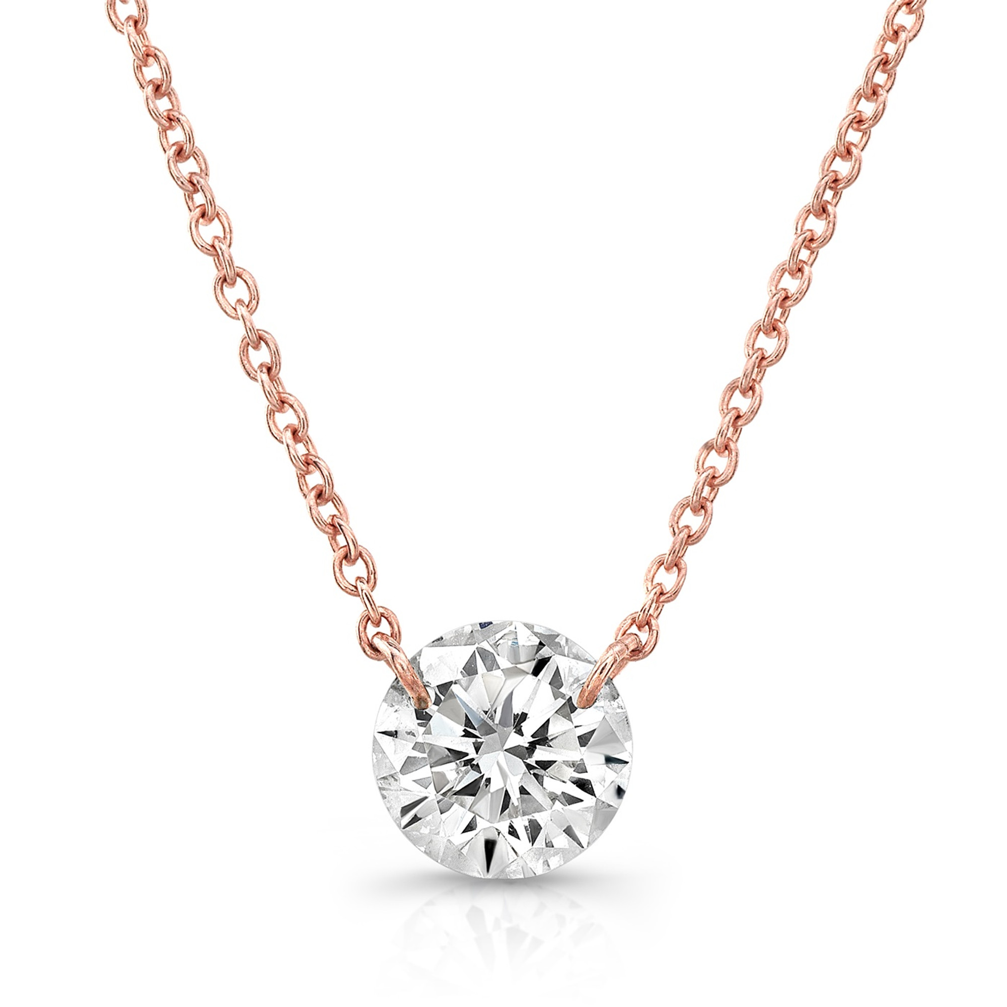 Dainty Floating Natural Diamond Solitaire Necklace – Minimalist Simple –  NaturalGemsAtelier