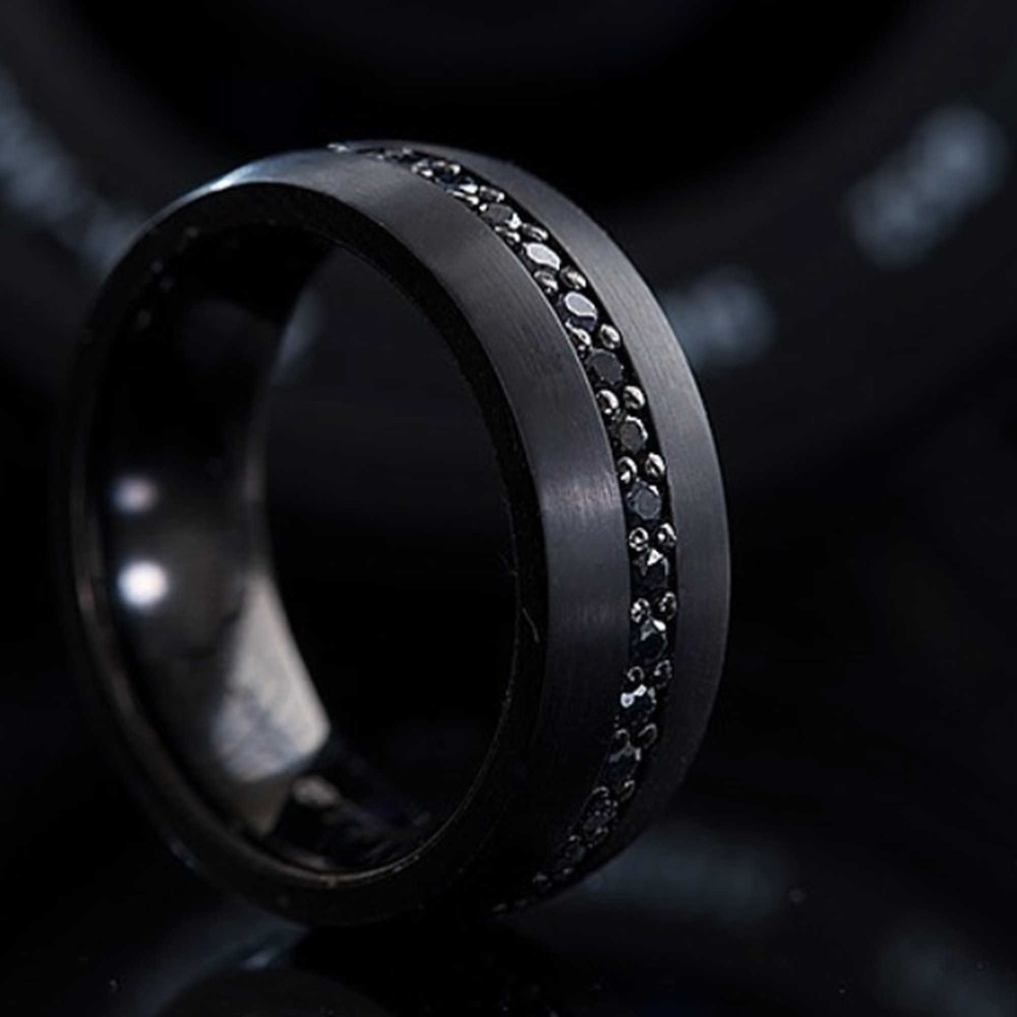 Tungsten black diamond mens shop ring