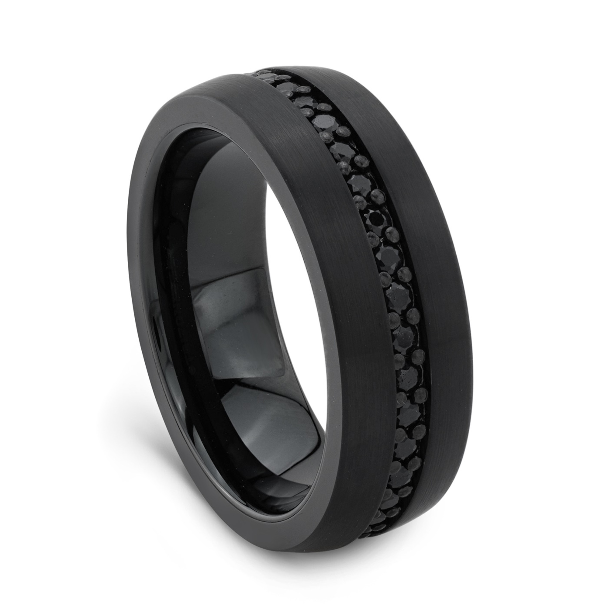 Men's Ring Black Diamond, Black Tungsten Carbide