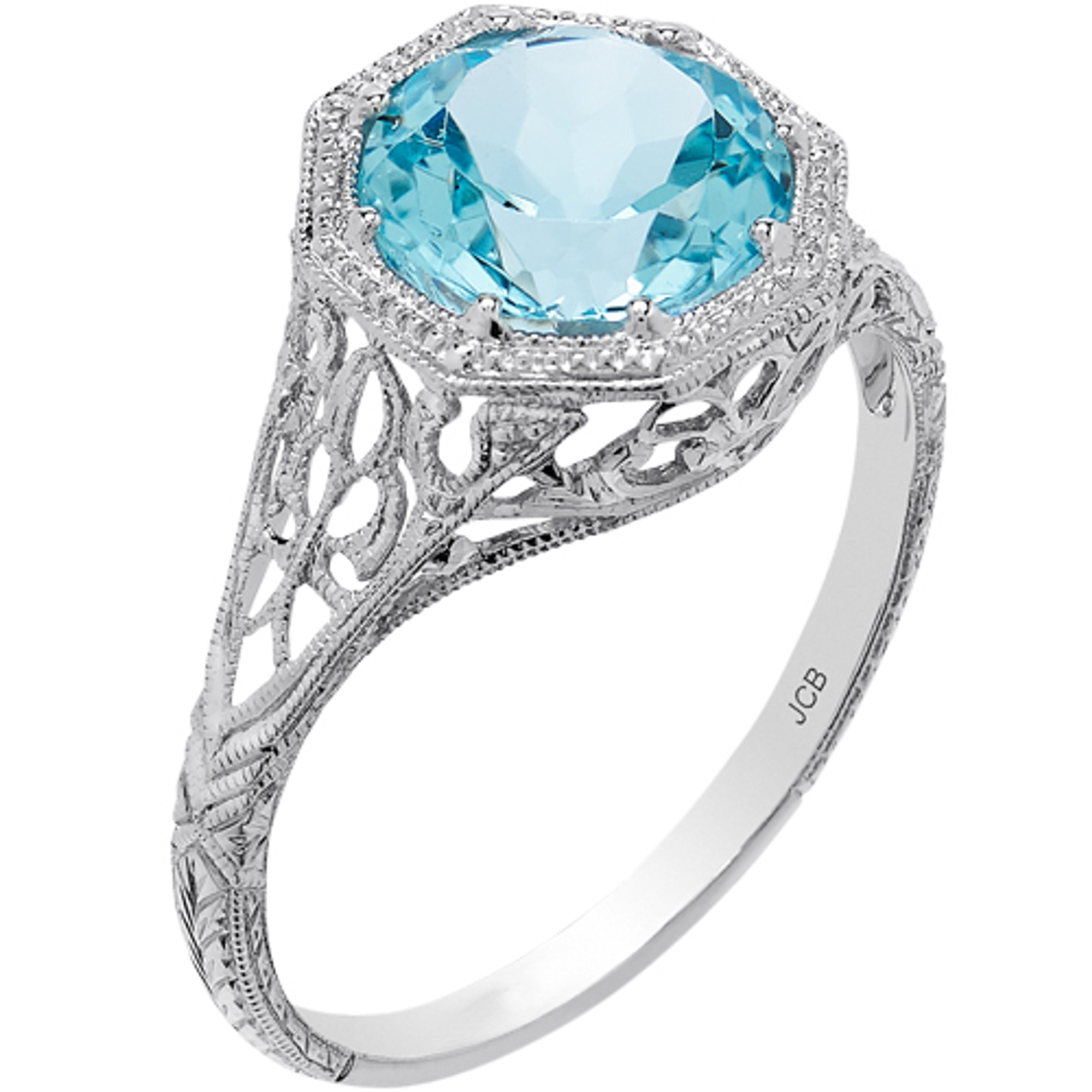 Blue Topaz Filigree Ring