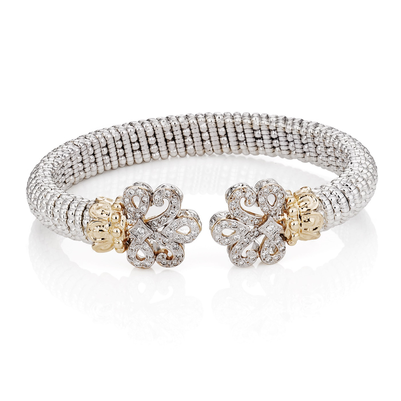 Alwand Vahan Bracelet - Fleur de Lys & Diamonds, 14K Gold & Sterling Silver