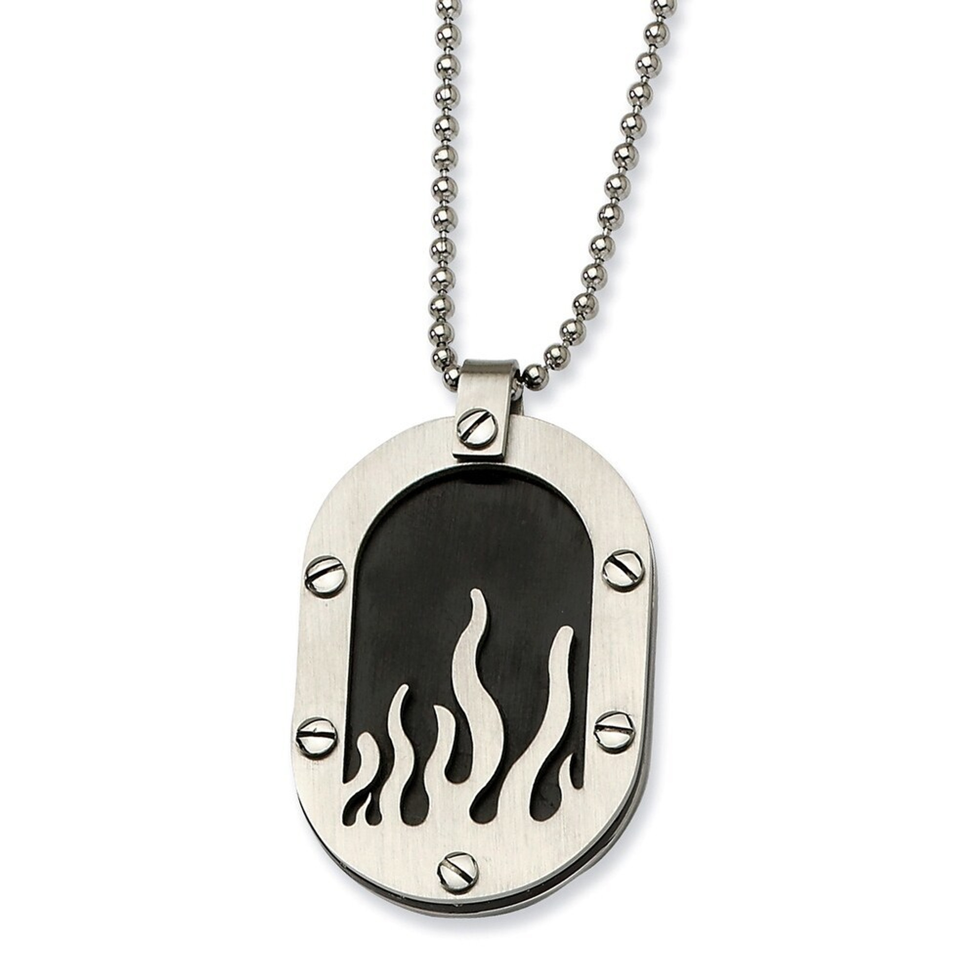 Chisel Stainless Steel Flame Cut Out Black Plated Dog Tag
