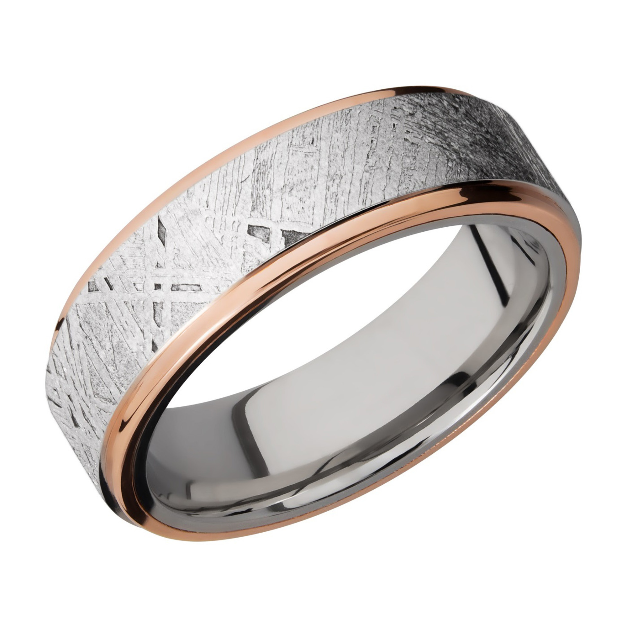 Cobalt Chrome, Rose Gold and Meteorite Band by Lashbrook Designs