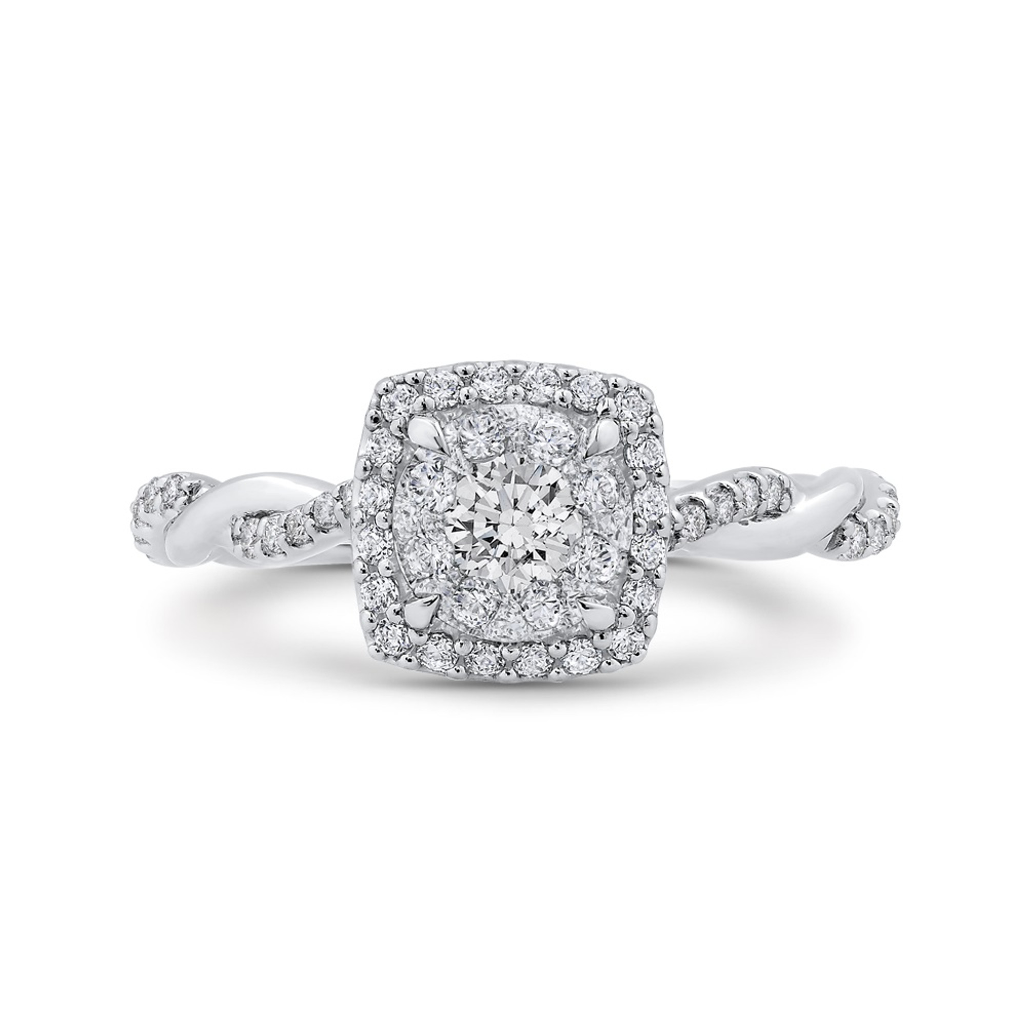 Unique Cushion-Shaped Halo Diamond Engagement Ring R1083W | Gold Mine  Jewelers | Jackson, CA