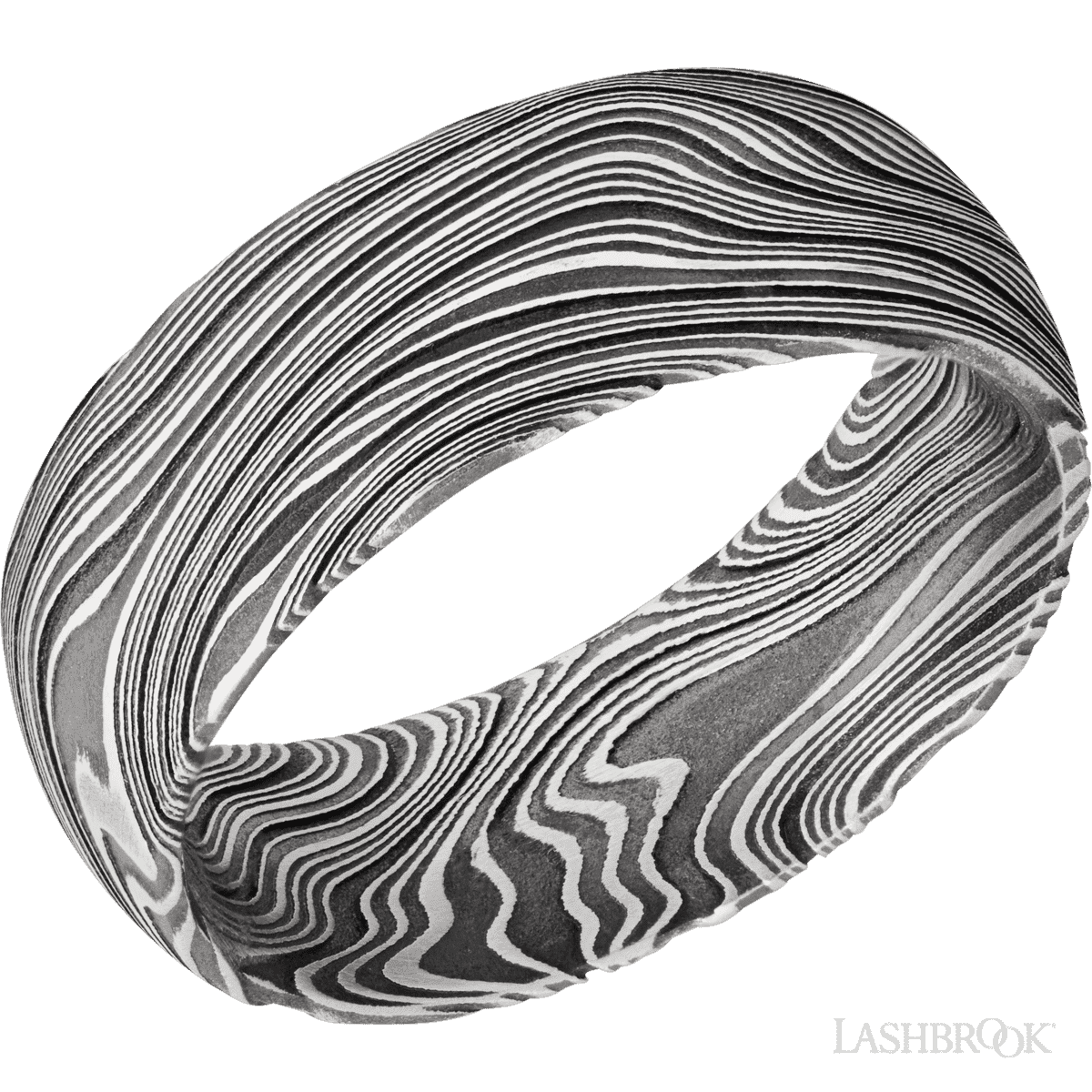 Marble Damascus 8mm Domed Wedding Band